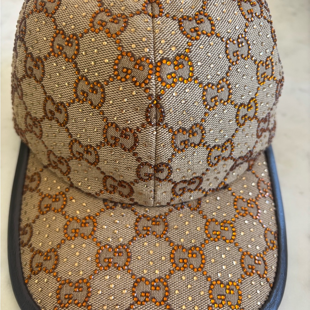 Gucci Tan and Orange Patterned Hat